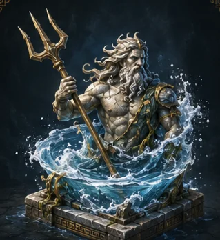 Poseidon Statue tower artwork